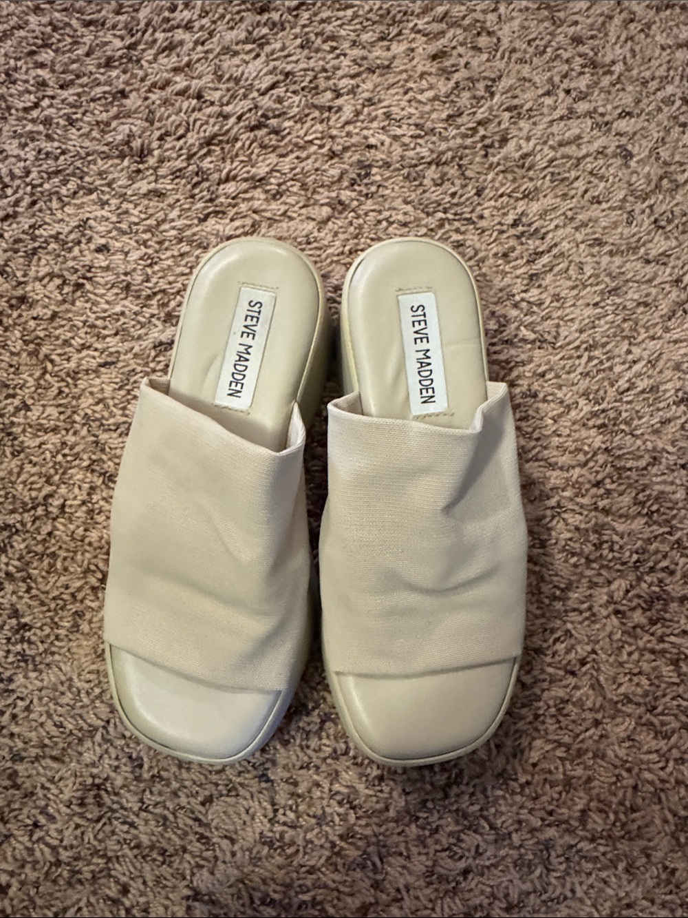 Steve Madden Cream Platform Slide Mules - Picture 2 of 3